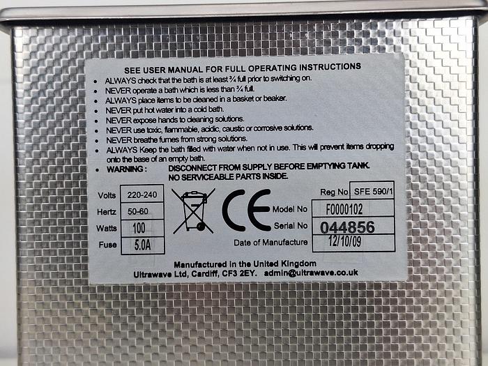 Used Ultrawave Ultrasonic cleaner