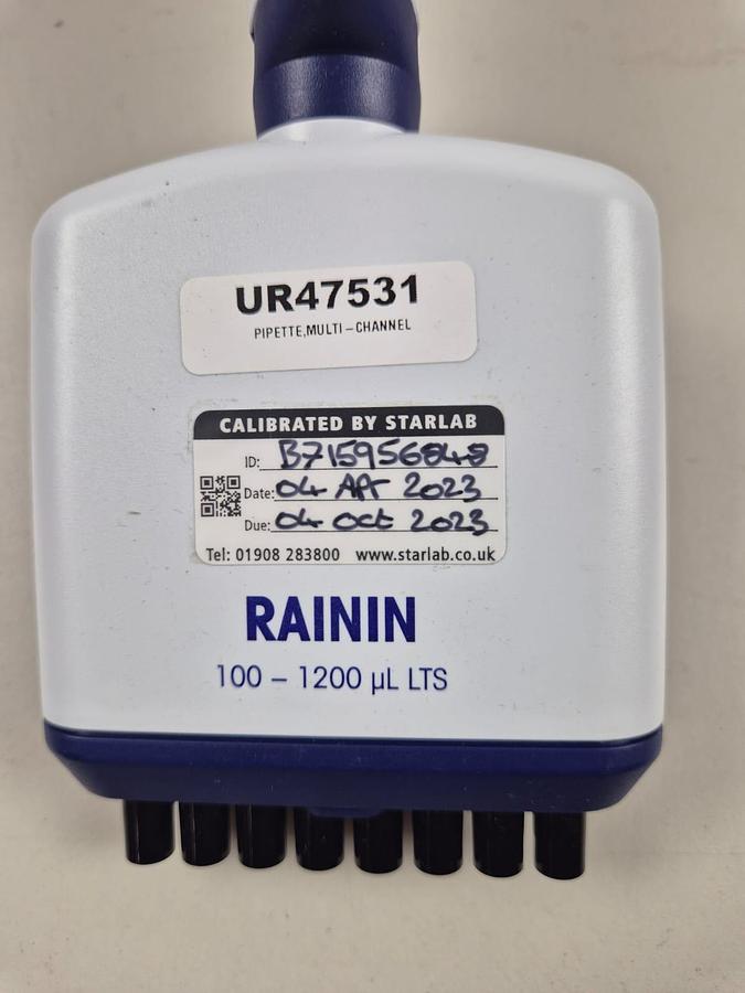 Used Rainin LTS E4XLS, 5-50µL Multichannel Pipette 8