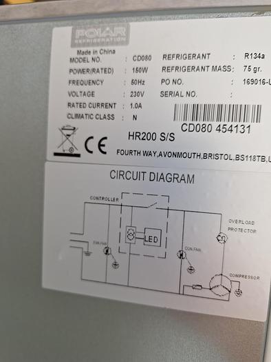 Used Polar Refrigeration CDO80 Refrigerator