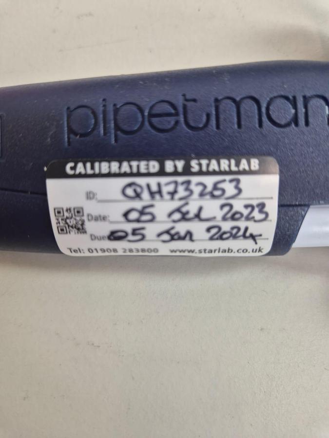 Used Gilson PIPETMAN P20 2-20uL Single Channel Pipette Colour-code Orange