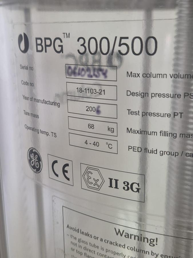 Used GE Healthcare BPG 300/500 Chromatography Column