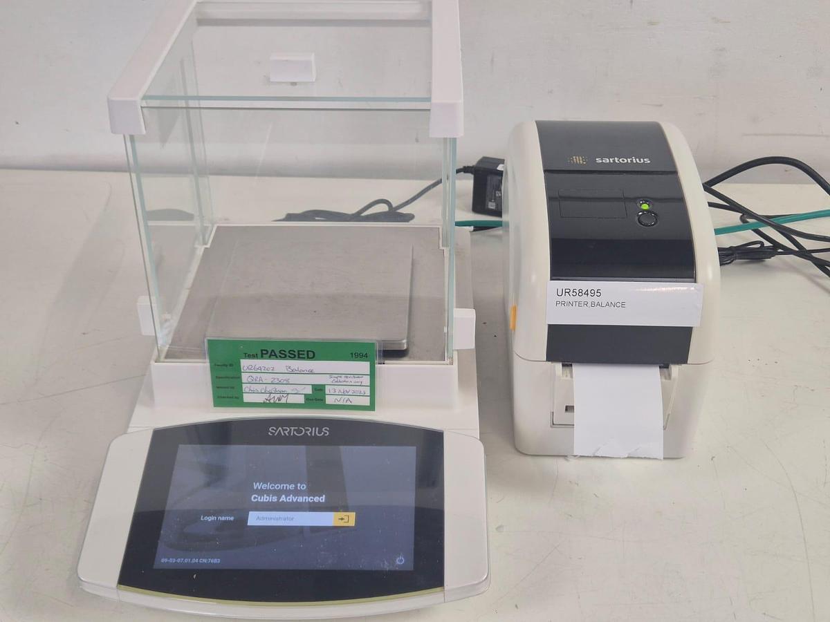 Used Sartorius MSA225-1CE-D1 Solent Scales + Cubis MCA623S Printer