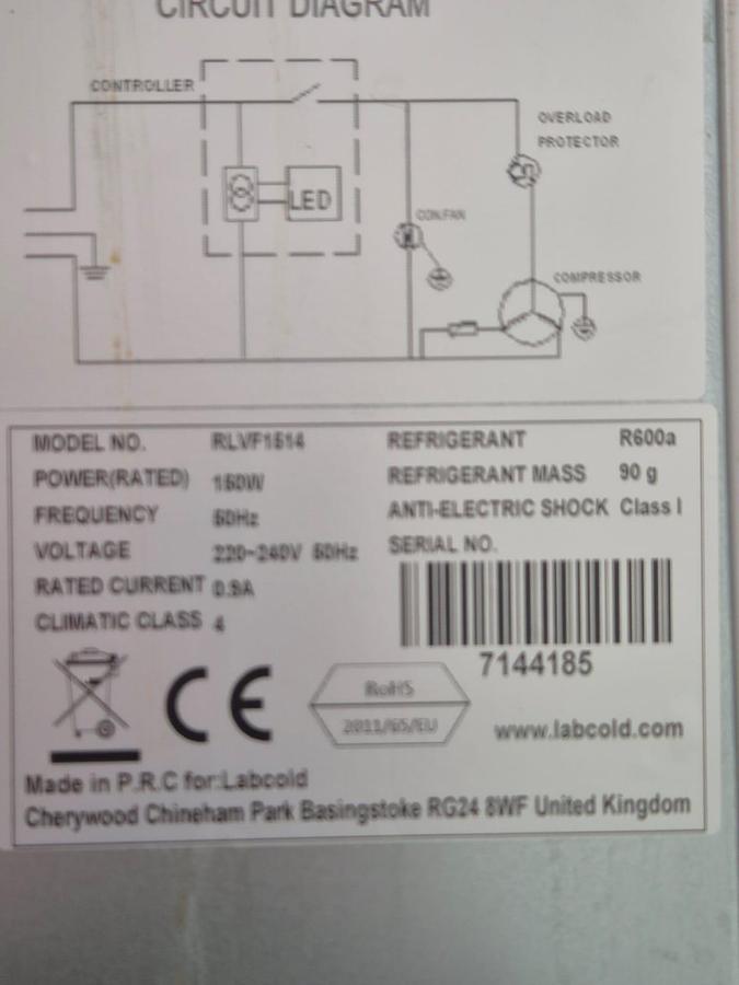Used Labcold RLVF1514 Freezer