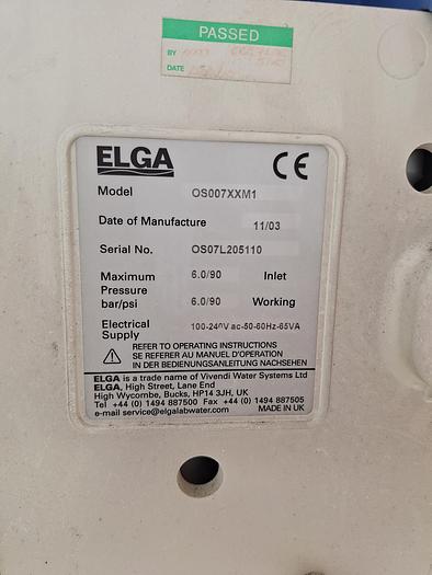 Used Elga Purelab Option Water Purification System with 40l Tank