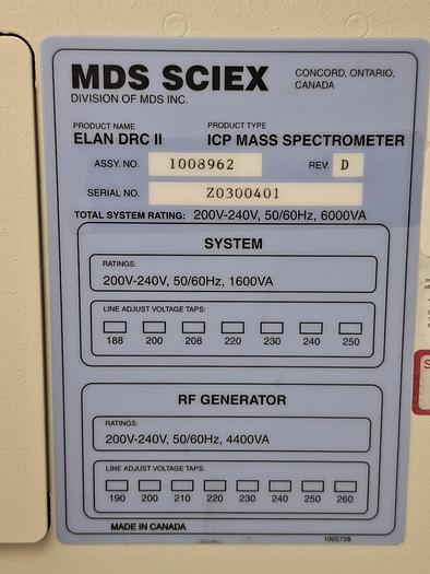 Used PerkinElmer SCIEX ELAN DRC II