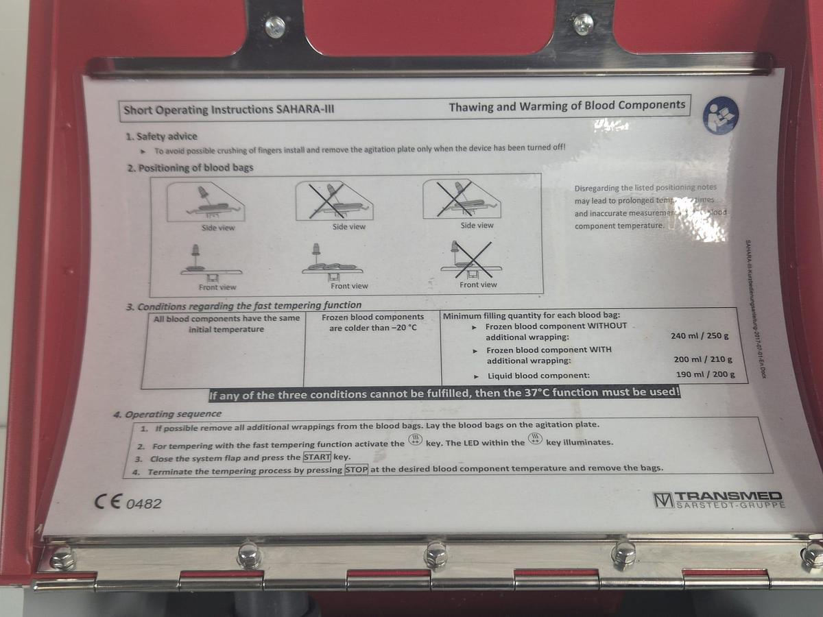 Used Barkey Plasmatherm Laboratory plasma thawer