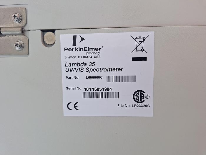 Used Perkin Elmer Lambda 35 Spectrophotometer