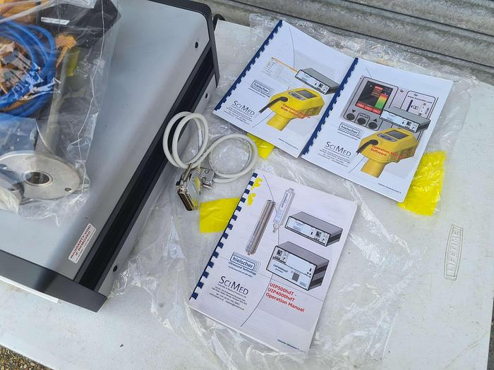 Used Hielscher flow through Sonicator UIP500hdT Transducer + Generator
