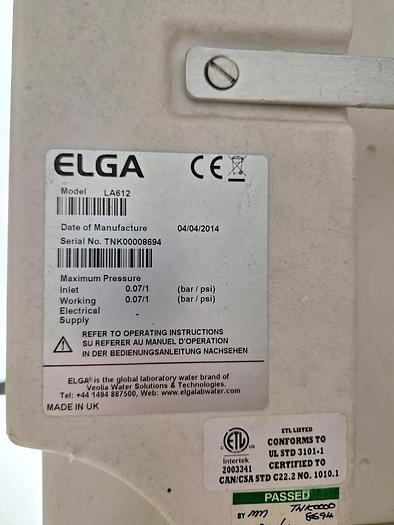 Used Elga Purelab Option Water Purification System with 40l Tank
