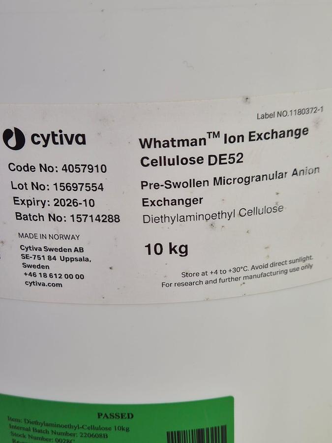 Used Cytiva DE52 10 kg Whatman Ion Exchange Diethylaminoethyl Cellulose