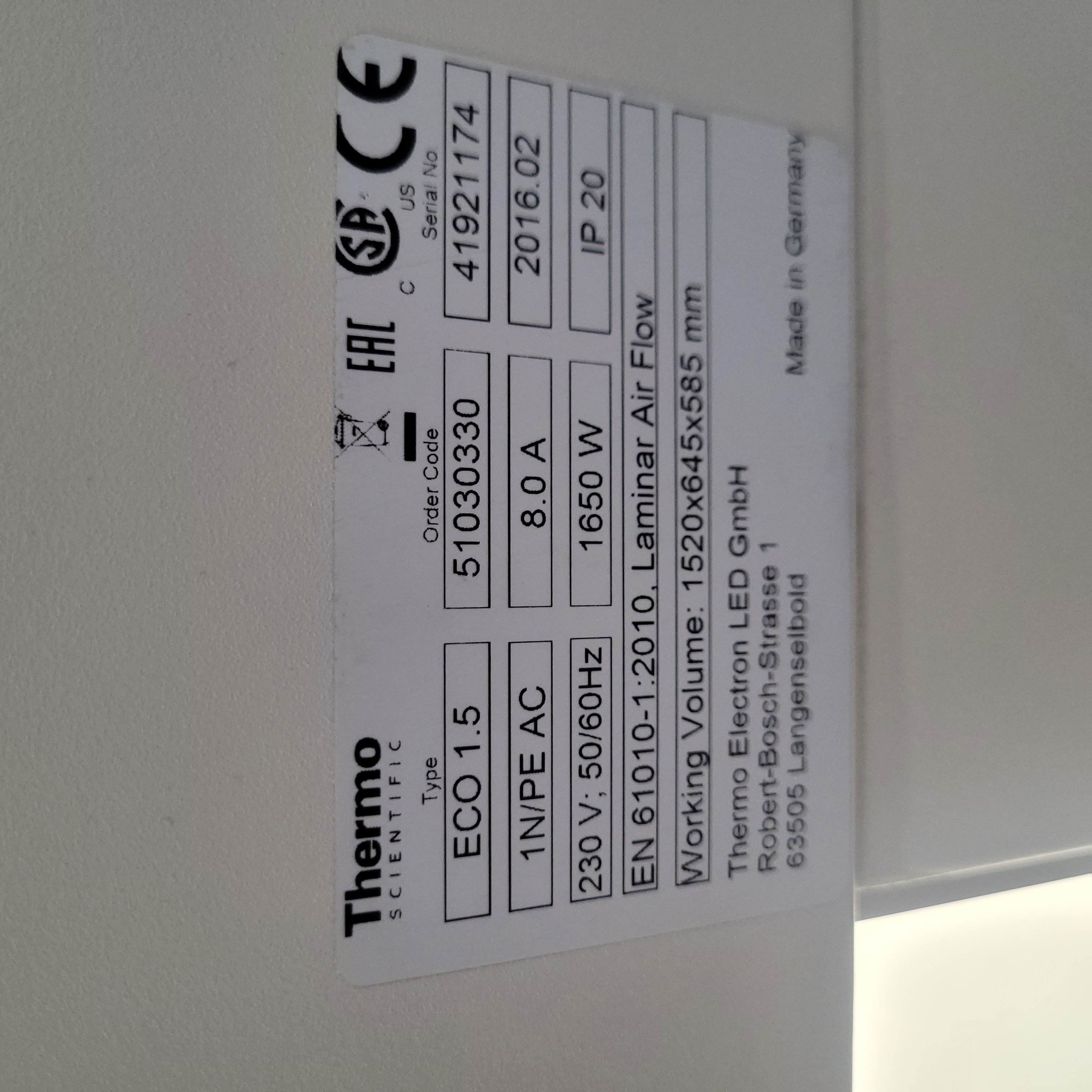 Used Thermo Scientific Heraguard ECO 1.5