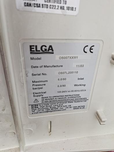 Used Elga Purelab Option Water Purification System with 40l Tank