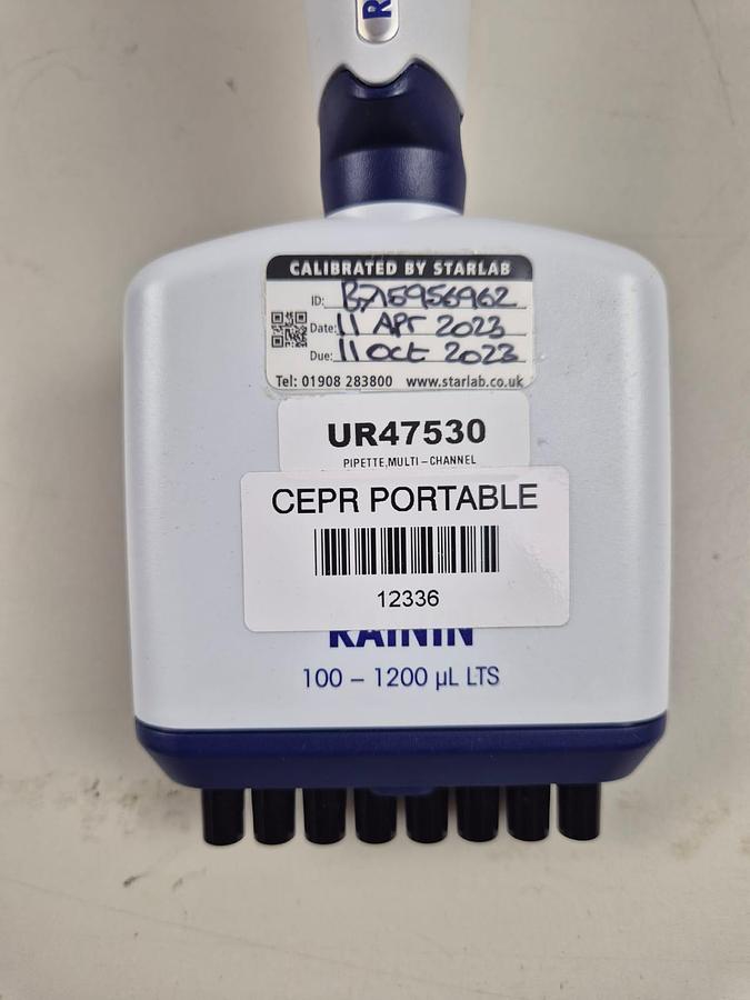 Used Rainin LTS E4XLS, 5-50µL Multichannel Pipette 8