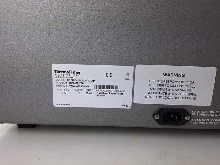 Used Thermo Scientific Savant RVT400 Refrigerated Vapor Trap