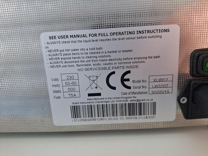 Used Grant Instruments XUB12 Digital Ultrasonic Bath