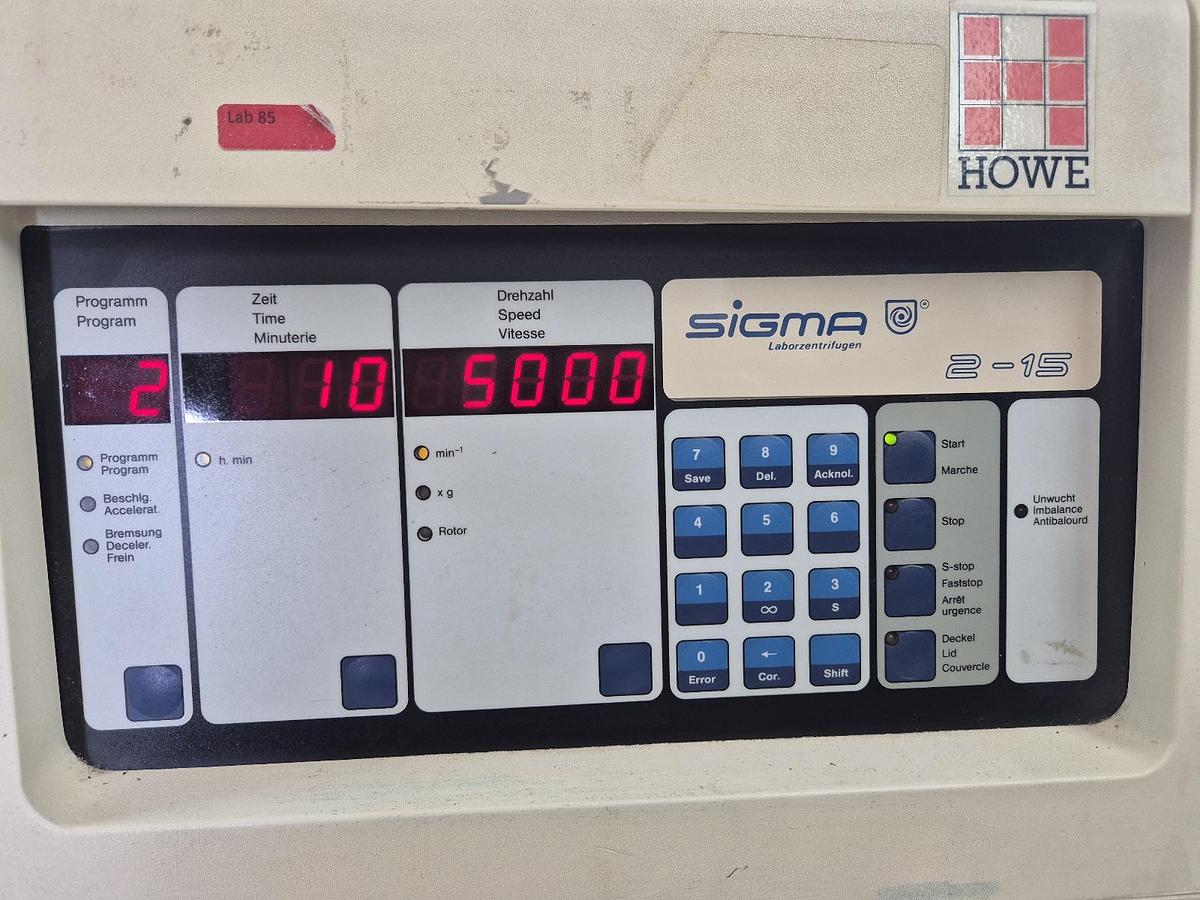Used Sigma 2-15 Centrifuge + Accessories
