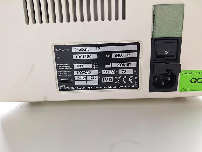 Used Diamed Diacent-12 Centrifuge
