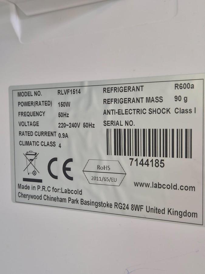 Used Labcold RLVF1514 Freezer