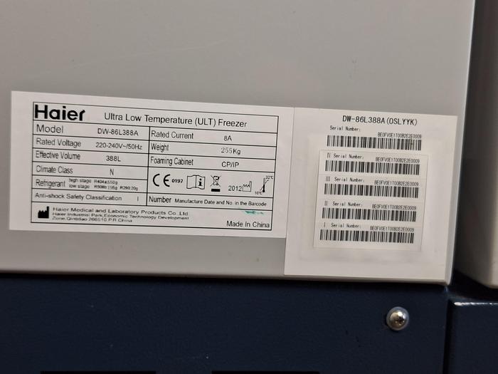 Used Haier DW-86L388A Ultra Low Temp Freezer