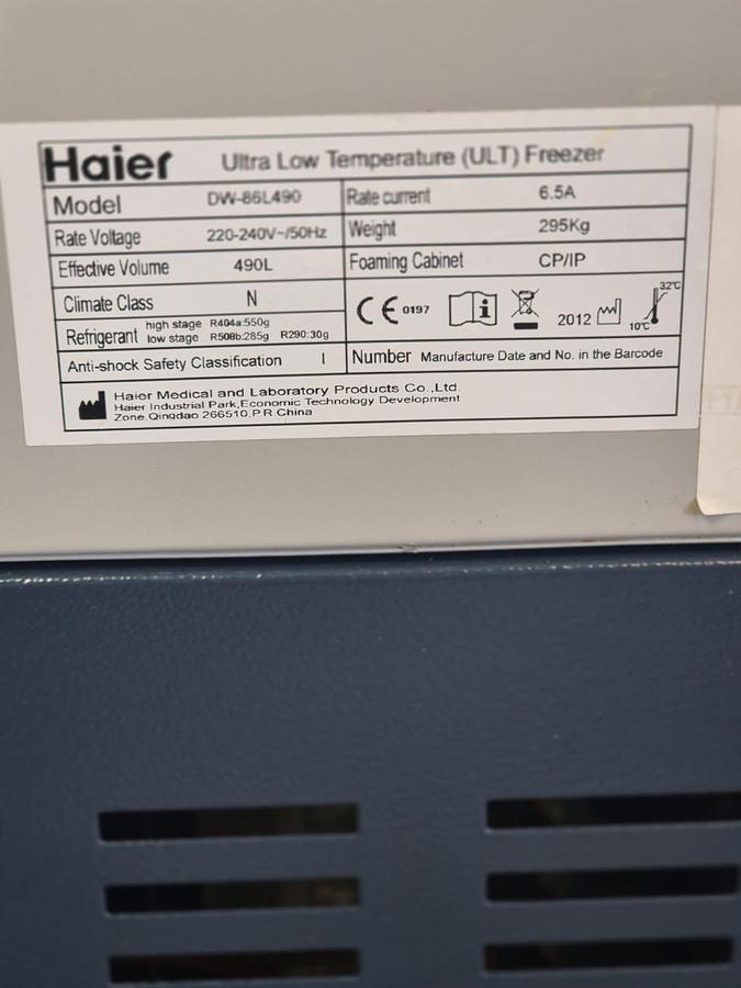Used Haier DW-86L490 Ultra Low Freezer