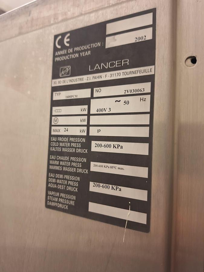 Used Lancer 1600 PCM Stainless Steel Washer