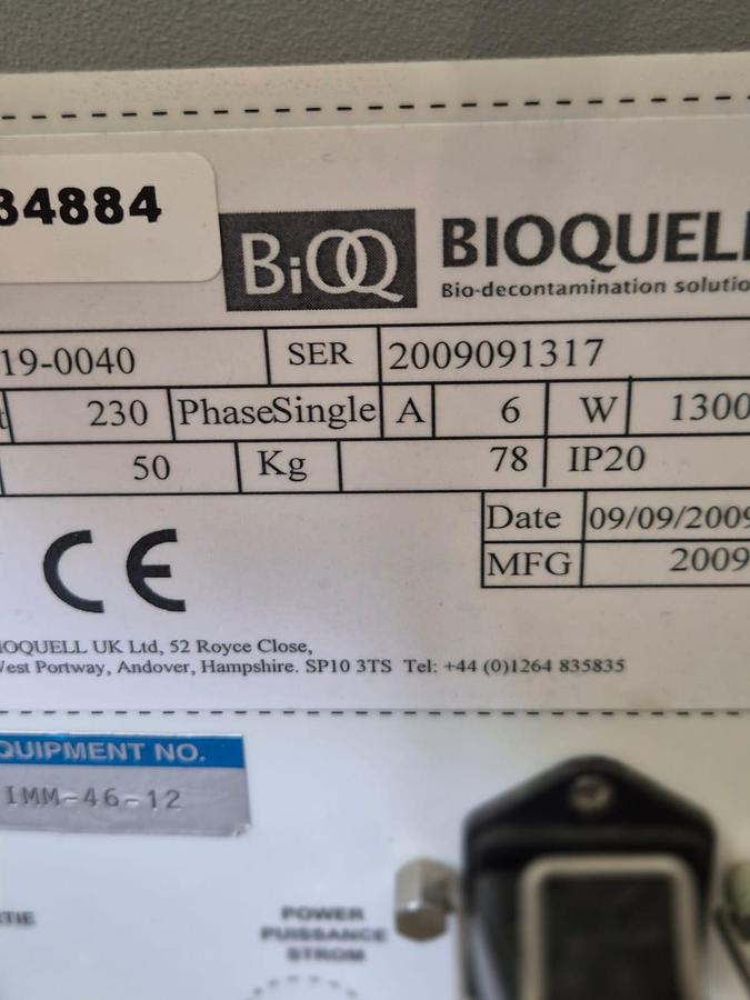 Used Bioquell Clarus L (or L2/L-4/TD0190041) Hydrogen Peroxide Vapour (VHP) Generator