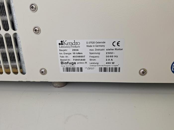 Used Heraeus Biofuge Primo R Refrigerated Centrifuge