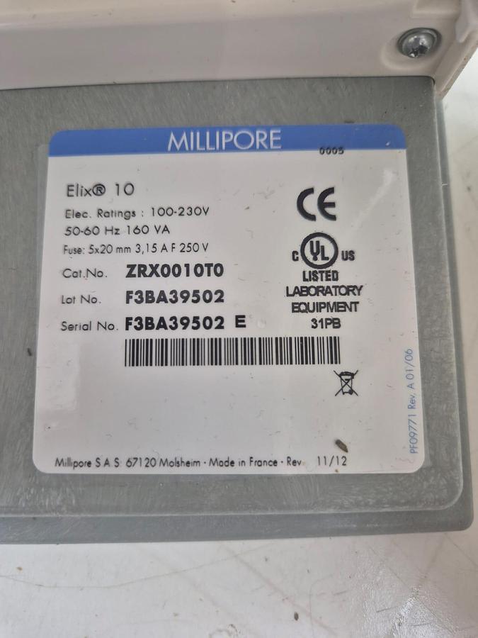 Used Millipore Elix Advantage Water Purification System