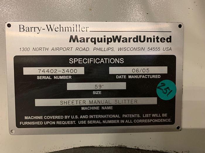 Used 59" (1.49M) MARQUIP SERIES 50L SHEETLEADER DUAL ROTARY KNIFE SHEETER