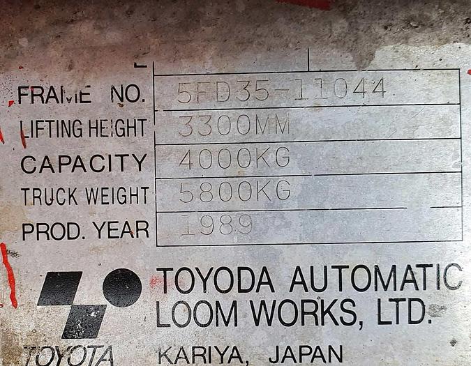 Used Toyota Diesel Forklift 5FD35