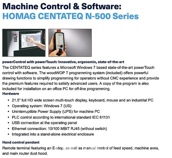 Used Homag N500 CNC Router