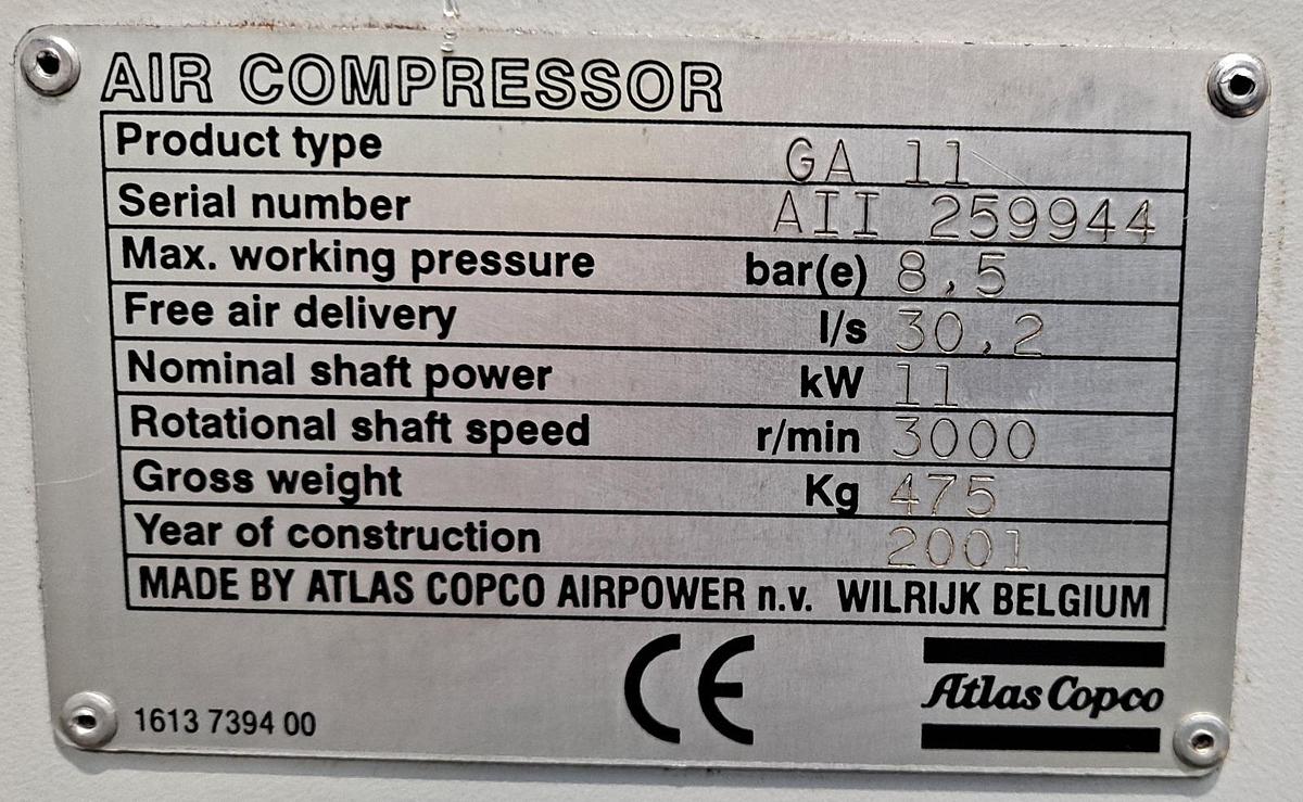 Used 2001 ATLAS COPCO GA11