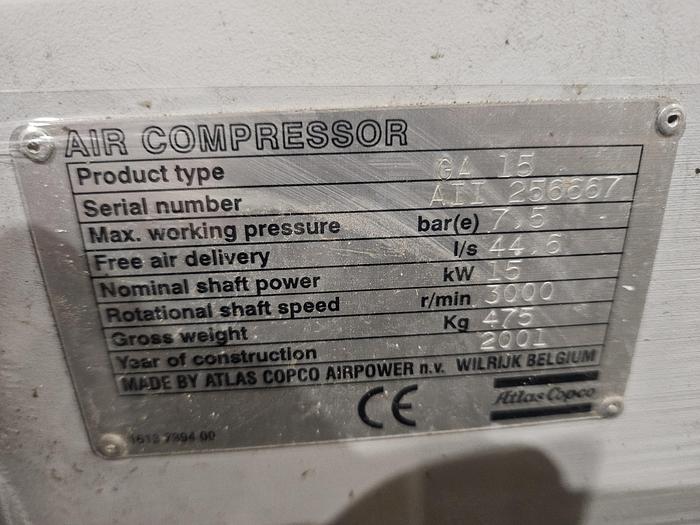 Used 2001 ATLAS COPCO GA15 FF