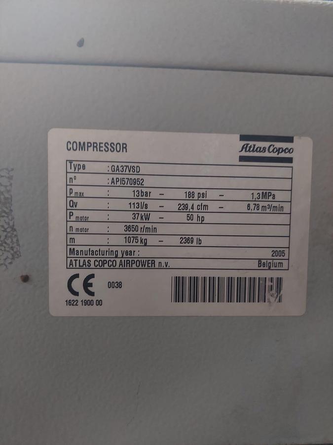 Used Atlas Copco GA 37 VSD