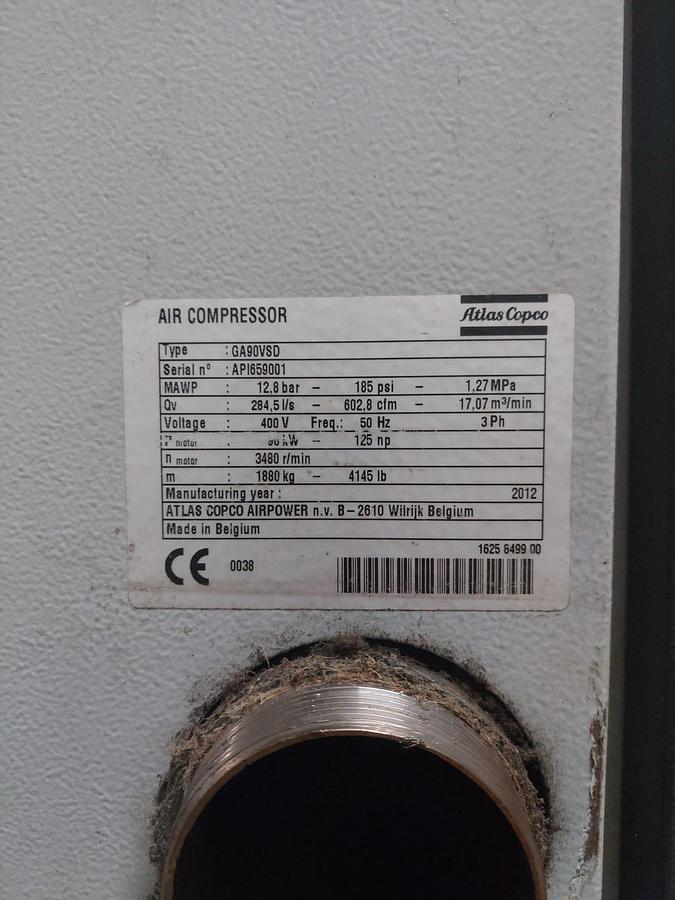 Used 2012 ATLAS COPCO GA90 VSD