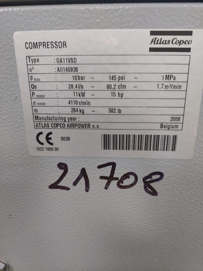 Used Atlas Copco GA11VSD