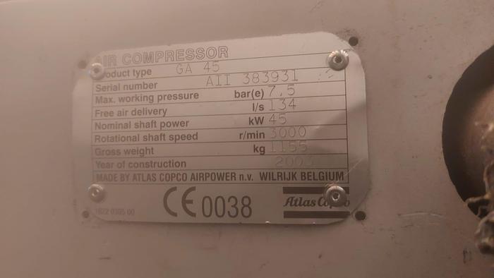 Used 2003 ATLAS COPCO GA45 FF