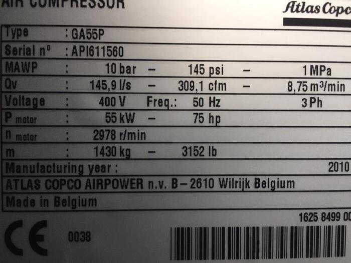 D'occasion 2010 Atlas Copco - GA55Plus - 55kW