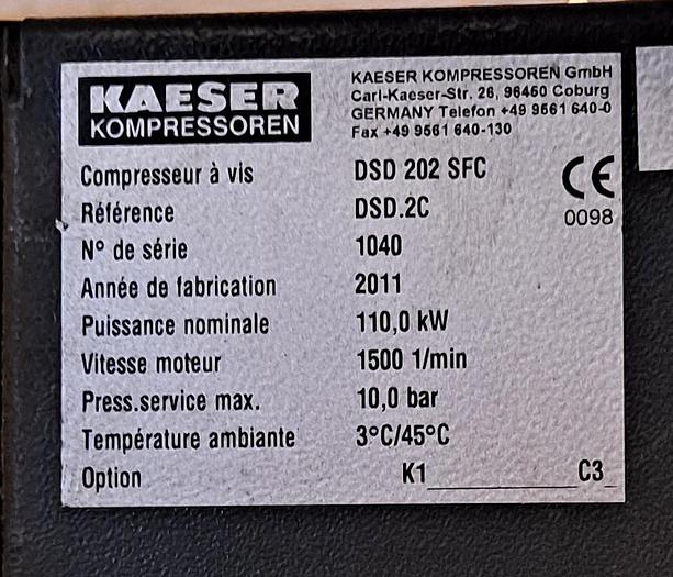 Used 2011 KAESER DSD202SFC