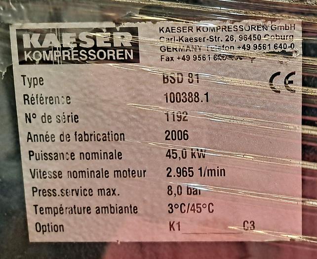 Used 2006 KAESER BSD81