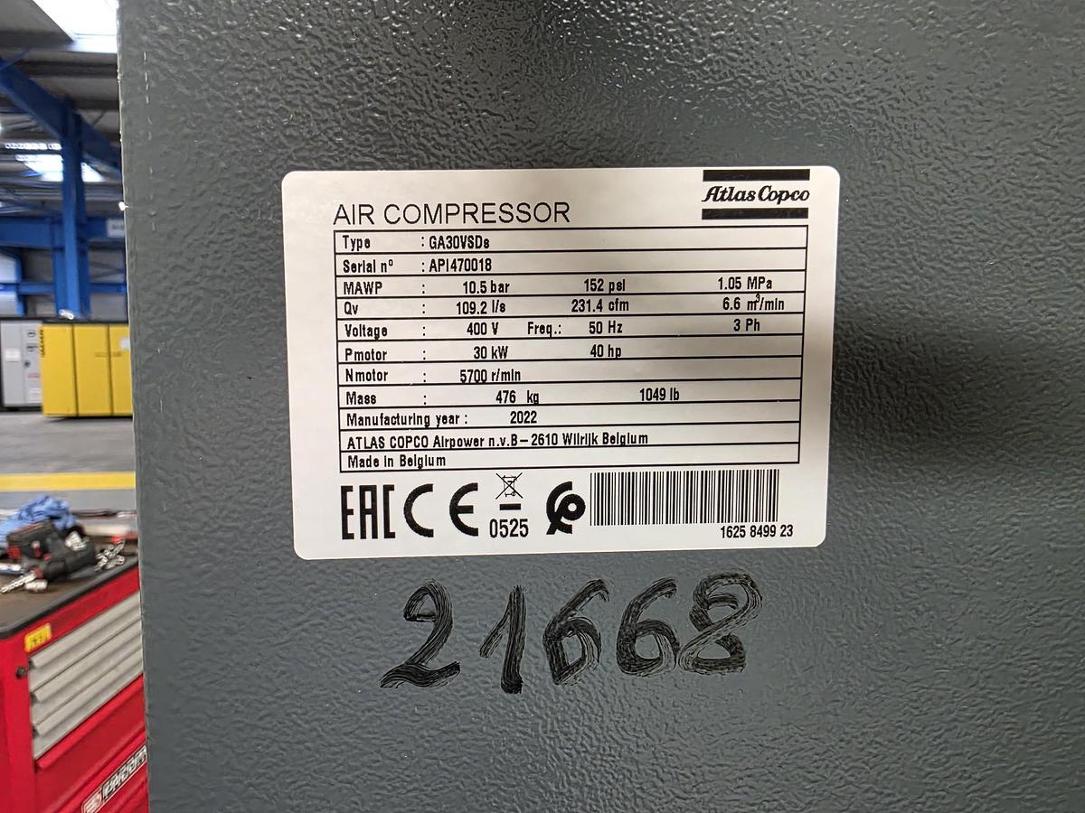 Used Atlas Copco GA 30VSDs 2022