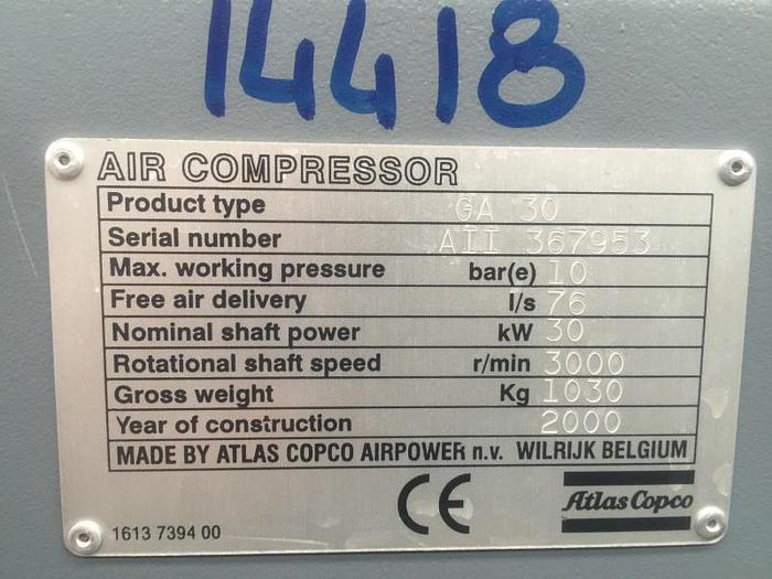 Used 2000 Atlas Copco - GA30 FF