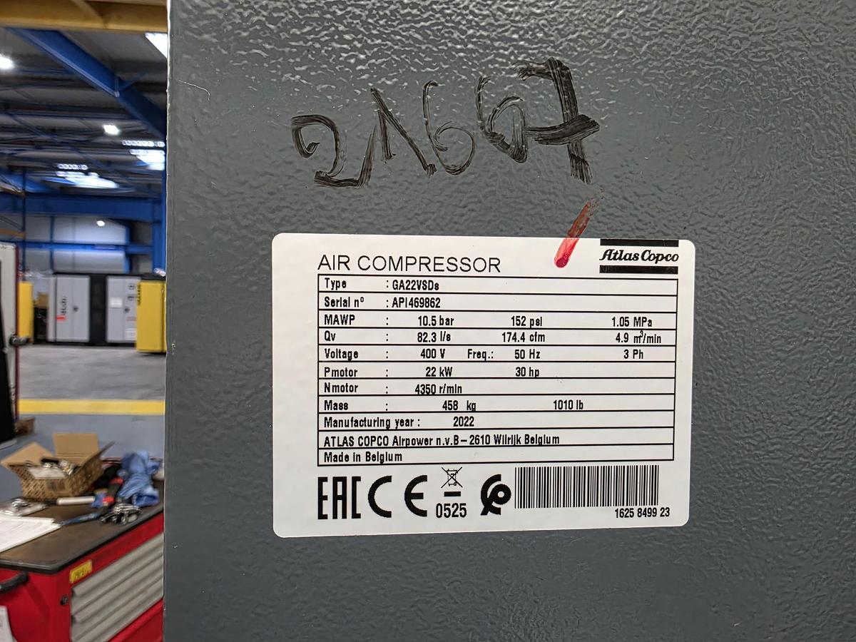 Used Atlas copco GA22VSDs 2022