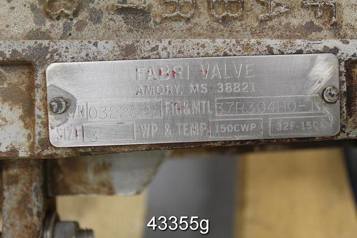 Used 3" Hand Operated Knife Gate Valve #43355