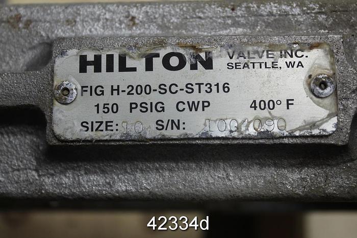 Used Hilton H-200-SC-ST316 10" Hand Operated Knife Gate Valve #42334
