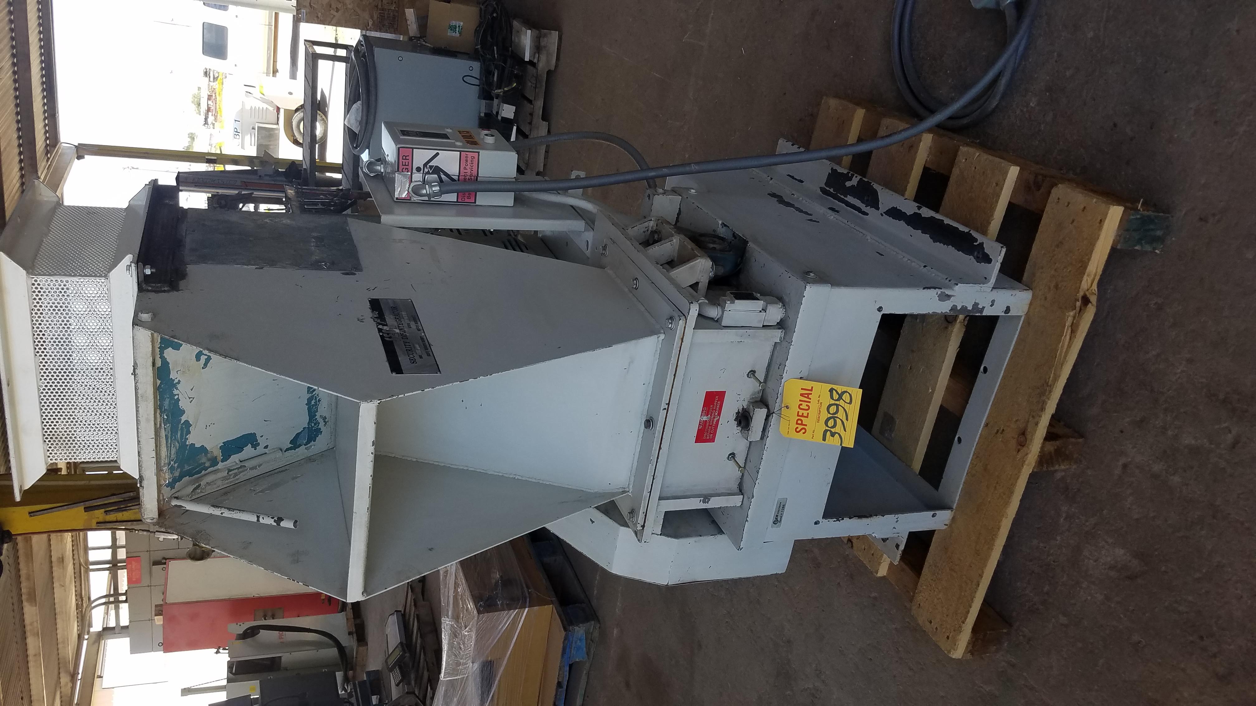 Used SEM Security Mdl. 12HLG Disintegrator