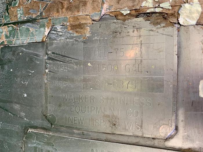 Used Tank, 1,500 Gallon, 316 Stainless Steel, Jacketed, 6' X 7', DT/DB, 50 PSI, AGIT #S743662