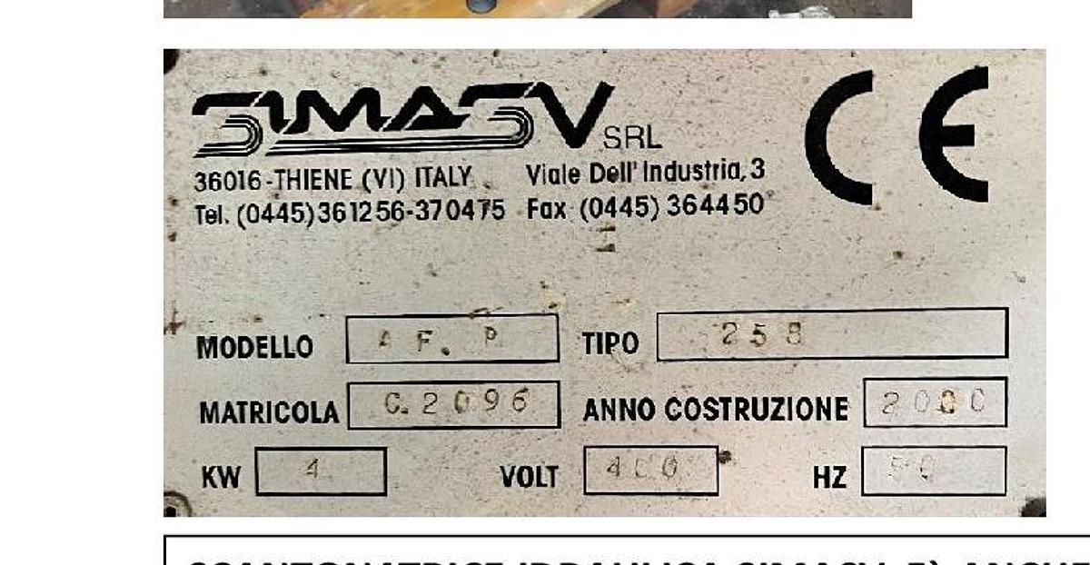 Usato SCANTONATRICE IDRAULICA SIMASV, Fà ANCHE PUNZONATURA