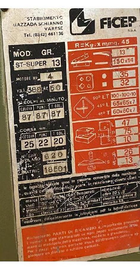Usato CESOIA UNIVERSALE MECCANICA FICEP 13