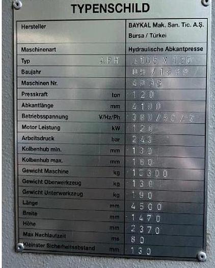 Usato Pressa piegatrice Baykal APH 4000 x120 ton